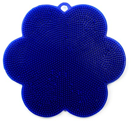 Kochblume Swisch Blume | Reinigungsschwamm aus Silikon | Premium-Silikon & BPA frei| Hitzebeständig | Spülmaschinenfest | Für leichte Verschmutzungen | Fusselentfernung | Farbe: dunkelblau
