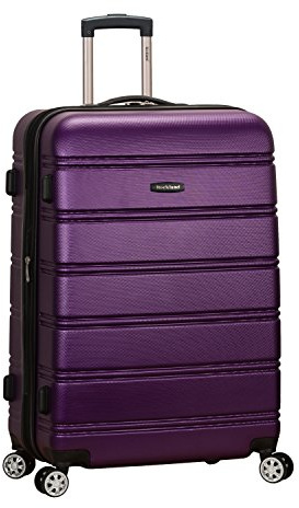 Rockland Melbourne Hardside Expandable Spinner Wheel Luggage, Checked Large 28, Purple