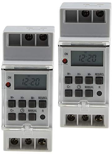 Digitale Zeitschaltuhr Hutschiene 2 Stück 230V 16A Timer für Lichtsteuerung Display Programmierbar für Woche/Tag