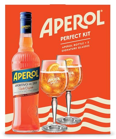 Aperol Spritz Gift Pack - Contains Aperol 70CL Bottle Plus 2 x Authentic Branded Glasses