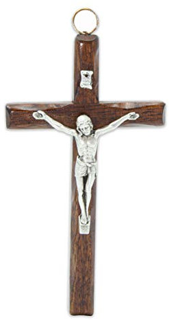 La Balestra Crucifijo de madera - para pared - Cristo chapado en plata 999 - fabricado en Umbria Italy - (12,3 x 7,2 cm)