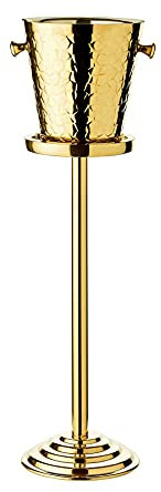 EDZARD Raffreddatore da spumante Capri oro – Raffreddatore per bottiglie di champagne, con supporto – Refrigeratore per bevande per 1 bottiglia – Ciotola per vino, spumante e cubetti di ghiaccio