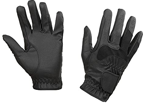 Covalliero Reithandschuh Gloria, Reithandschuh Kinder, paarweise, M, schwarz, Mischgewebe, mit Elastikeinsatz, Handgelenksfixierung