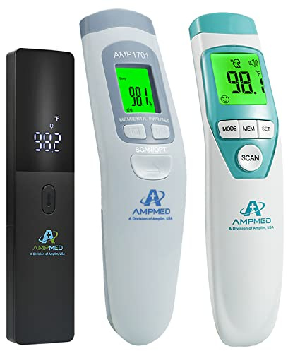 3-Pack Amplim W1 CA1 CA3 Non-Contact Touchless Infrared Digital Forehead Thermometer for Adults and Babies