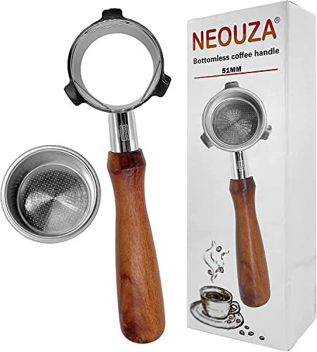 NEOUZA 51mm Bottomless Portafilter Compatible with De'Longhi La Specialista Coffee Espresso Machine EC9335 9155 9355 9665 Filter Basket