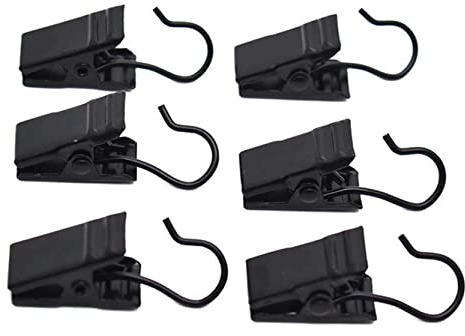 Anawakia - Set di 20 clip per tende con gancio a pinza, clip per tende, clip per tende in acciaio inossidabile con ganci (nero)