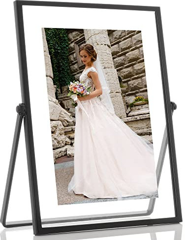Lawrence Frames Metal Easel Float Picture Frame, 4x6, Black