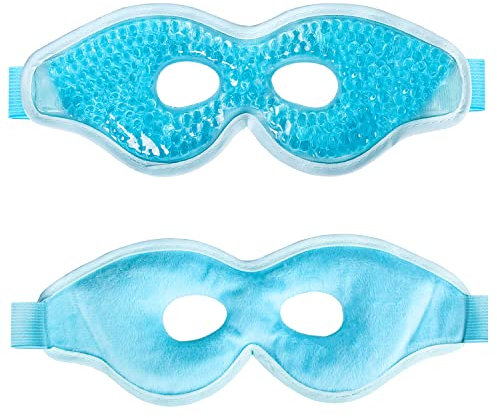 Maschera per gli occhi in gel, per impacco freddo, maschera per occhi gonfi, occhiaie, mal di testa, emicrania, sollievo dallo stress (1 cavo)