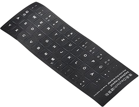 PATIKIL German Keyboard Layout Stickers, 4 Pack Universal Keyboard Replacement Cover for Notebook Desktop Computer, Black Background White Lettering