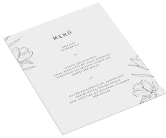 easyprint Menükarten drucken lassen - Design Leight Flower - DIN A6-1-seitig - Farbe + Stückzahl wählbar - personalisiert - online anpassen (10 Stück, Weiß)