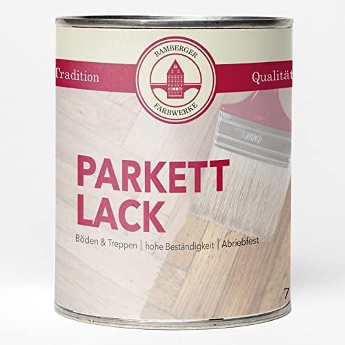 Bamberger Farbwerke Parkettlack Treppenlack seidenglänzend 750ml | Farbloser Profi-Klarlack und Fußbodenlack für Parkett, Dielen und Treppen – hoch strapazierfähig