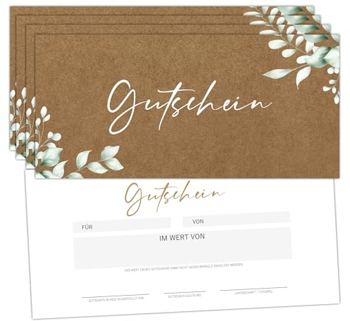 Eummel 25 Blanko Gutscheine zum selbst Ausfüllen | Premium Druck | Friseur Kosmetik Massage Nagelstudio etc. | Gutscheinvorlage Gutscheinkarte Geschenkgutschein