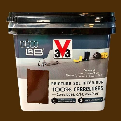 V33 Déco LAB Peinture Sol Intérieur 100% Carrelages Rouille 0,75 L