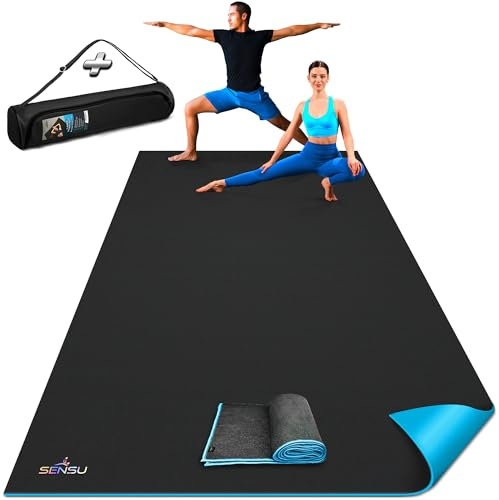 Sensu Large Yoga Mat - 9' x 6' x 9mm Extra Thick Yoga Mat for Men and Women - Non-Slip Surface for Extra Grip - Ideal for Hot Yoga, Pilates, Grounding and Meditation at Home or in Studios