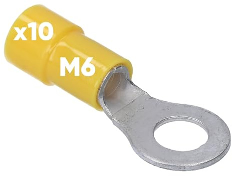 Kalitec RKSGM6 Ring Terminal 4-6 mm² M6 Yellow Copper PVC Insulated Cable Lug