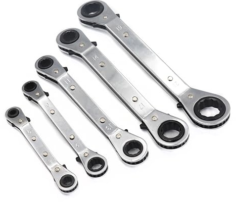 binifiMux Metric Box End Reversible Ratcheting Wrenches Set,Metric Ratchet Box Wrench Set,Repair Wrench Set,Socket Spanner Tool,5 Pieces