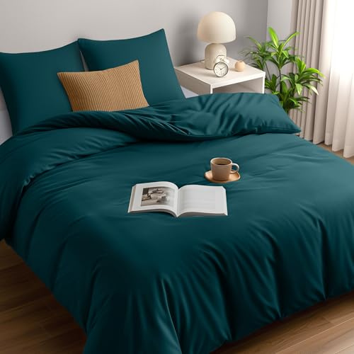 Utopia Bedding Housse de Couette 240 x 260 cm avec 2 Taies d'oreiller 65x65 cm (Sarcelle)- Parure de Lit 240 x 260 cm - Ensembles de Housses de Couette en Microfibre brossée Douce