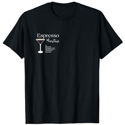 Espresso Martini Writing with Recipe and Glass White T-Shirt
