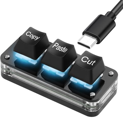 SinLoon Mini 3-Key Cut Copy Paste Keyboard Programmable Keypads with LED Light Mechanical Hot Swap Macro Keyboard for Working and Gaming