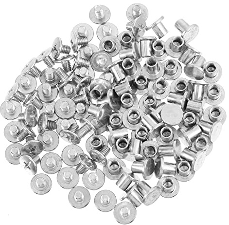 NIYANGLE 50 Juegos Tornillo equipo cuero moldura acero inoxidable remaches golpe calendarios mesa remache hardware para el hogar menú cabeza cruzada semental suite