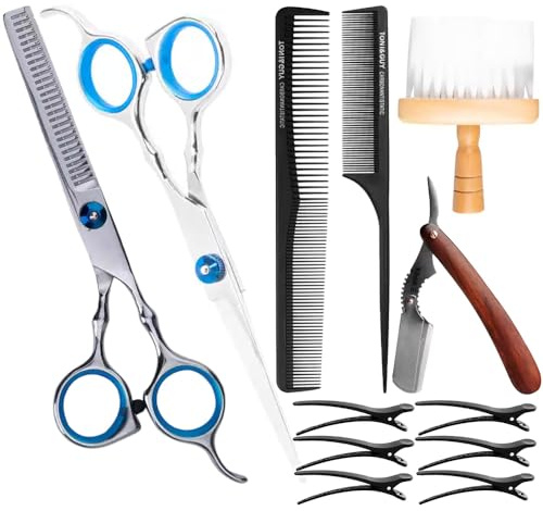Friseurschere-Set: Haarschneideschere, Effilierschere und Haarklammern – Professionelles Haarstyling für Männer und Frauen