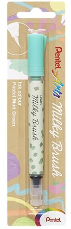 Pentel XGFH-PDX Milky Brush, el pincel contiene colores pastel líquidos, de secado mate, verde menta, 1 unidad = 5 unidades en blíster