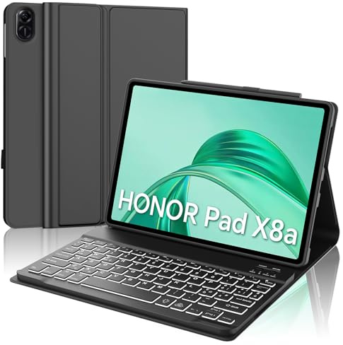Cover Tastiera per Honor Pad X8a 2024 11Pollici /X8b 11 Pollici 2026 | Keyboard con 7 Colori Illuminato Magnetico Staccabile, Italiano QWERTY, Custodia Tastiera Senza fili Bluetooth, Nero