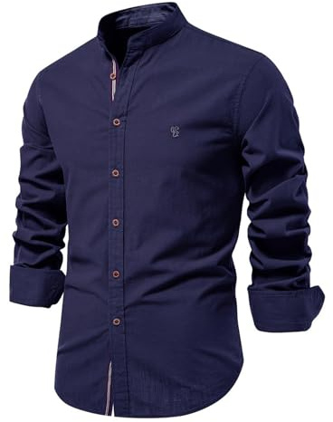 Btmpmcs Chemise Homme Manches Longues Lin Chemises en Coton Casual Business Formelle Chemisette Classique Couleur Unie Shirts Chemise décontractée Repassage Facile sans Plis Chemises élégante