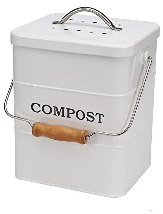 Organic Kitchen Waste Bin, 4 Litres, Includes an Activated Carbon Filter, Kitchen Composter, Metal Organic Rubbish Bin, Small with Lid, Organic Bucket, Compost Bin for Kitchen, for Everyday Organic