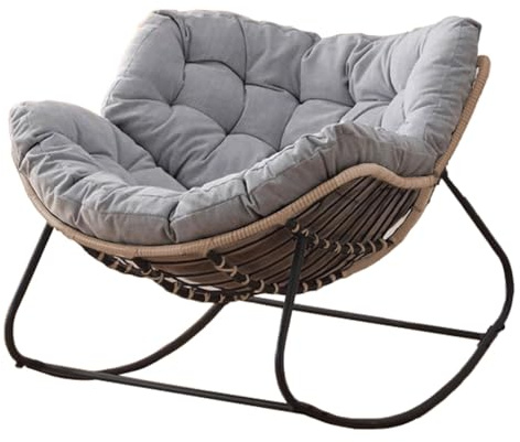 QAQCDAHJI Mecedora for Patio al Aire Libre, Silla Papasan con cojín y Estructura, sofá Mecedora Interior, Dormitorio/Sala de Estar/Porche/jardín/balcón