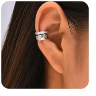 Lauritami falsk piercing öra manschett falsk helix brosk örhängen non piercing öronmuffs örhängen clip on smycken guld silver för män kvinnor, Rostfritt stål