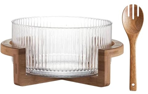 perfk Glas Salat Schüssel Salat Servieren Utensilien Dekoration Lebensmittel Aufbewahrungsorganisator Obstschale Servingschale für Party Bauernhaus