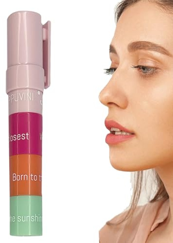 Bálsamo Labial Hidratante - Barra Labial con Tinte 4 Tonos - Acabado Brillante Natural Efecto Voluminizador Cosméticos Antimanchas Para Mujer