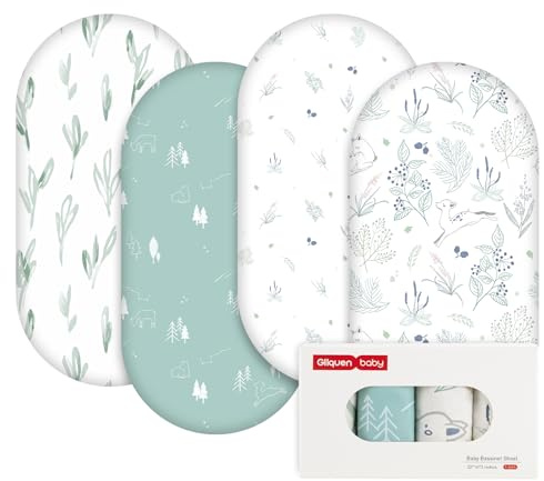 GLLQUEN BABY Lot de 4 draps-Housses pour lit de bébé - Protège-Matelas pour Parc - Certifié Öko-Tex 100 - Housse de Matelas pour Nouveau-né - Cerf forestier