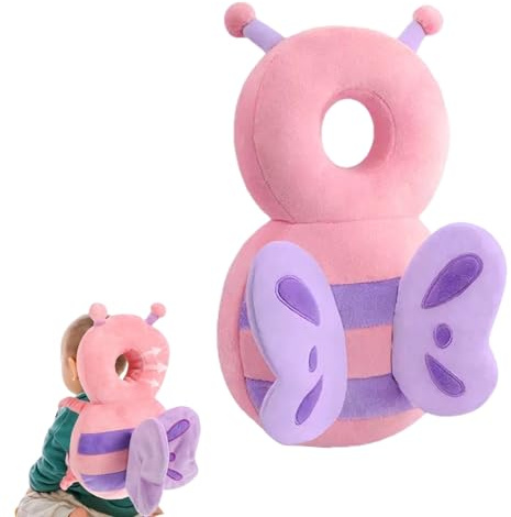 Zaino protettivo per la testa del bambino, cuscinetti di sicurezza regolabili per imparare a camminare, zaino per protezione della testa per bambini da 4 a 24 mesi che gattonano, farfalla in peluche