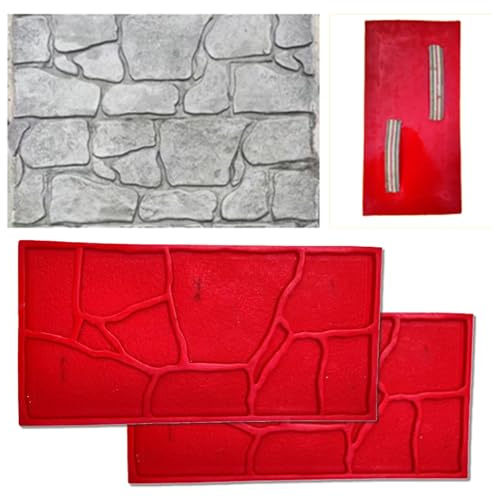 Stampo Cemento, Forme for Cemento con Manici, Texture di Pietra, Timbro in Poliuretano for Texture in Cemento 60x30cm for Strade e Muri