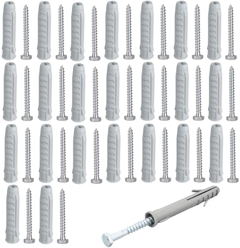 20 PCS Heavy-Duty Masonry Brick Wall Fixing Screws Bolts Anchors(M6) - Hex Self-Tapping Screws with Expansion Plugs and Washers for TV Mounts, Water Heaters, and Cabinet Installation
