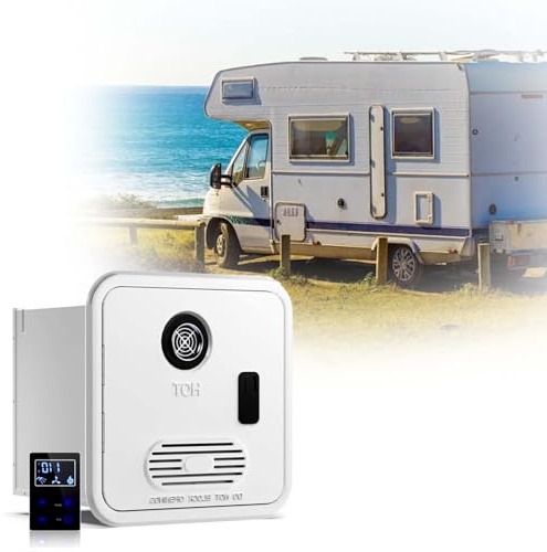 Chauffe-Eau Sans Réservoir Pour VR, 55,000 BTU, Système Eau Chaude Instantanée Propane, 12V CC, Pour Camping En Haute Altitude Et Voyages VR, Avec Télécommande Pour Contrôle Facile(White)
