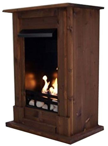 Ethanol und Gelkamin Modell Madrid Kiefer Braun inklusive Zubehör