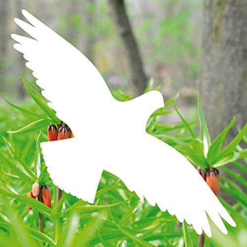 GreenIT 4 Stück 35cm weiß Vogel Aufkleber die Cut Tattoo Warnvögel Fenster Schutz Deko Folie