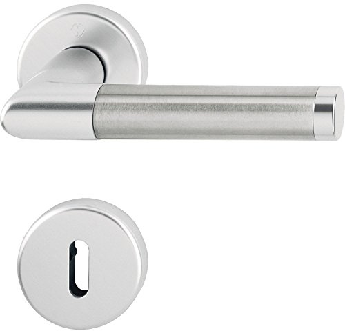 HOPPE 3286690 Tryckdekoration Amsterdam med rosor BB (färgbar), silver eloxerad/rostfritt stål