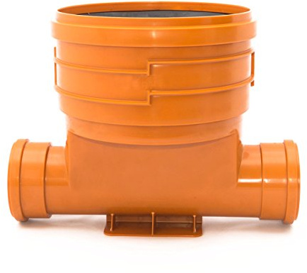 KARMAT Abwasser-Schacht DN400 Schachtboden Zulauf 1x160 Ablauf 1x160 Kontrollschacht aus PVC-U, Orange, 1 Stück