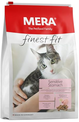 MERA Finest fit Sensitive Stomach, Katzenfutter trocken für Katzen mit sensiblem Magen, Trockenfutter aus Geflügel und Reis, Futter für einen gesunden Darm, ohne Zucker (1,5 kg)