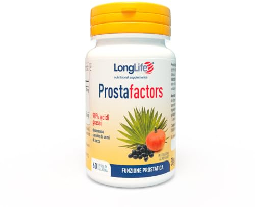 LongLife® Prostafactors | Integratore di Serenoa repens | Titolato al 90% in acidi grassi liberi, con olio di semi di zucca | Integratore prostata | 60 perle | Senza glutine e halal