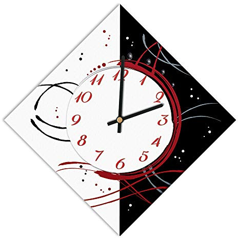 Mareli Horloge Murale, Largeur 42 x 42 cm et côté 30 cm, Cadran en Bois recouvert de Papier laminé Mat imprimé, pour Salon, Cuisine, Bureau, mécanisme Silencieux, Beige