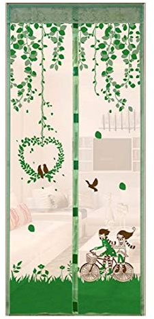 Magnetisches Fliegengitter für Fenster – gegen Insekten – Vorhang – Fliegen – Mücken – Haus – Schlafzimmer – Möbel – Farbe Grün – 210 x 90 cm