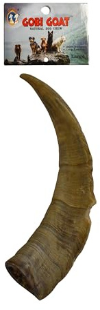 QT Dog Large Gobi Goat Horn - Long-Lasting 100% All-Natural Dog Chew, Ethically Sources Protein-Packed & Low Fat Dental Chews, Ideal for All Breeds & Aggressive Chewers