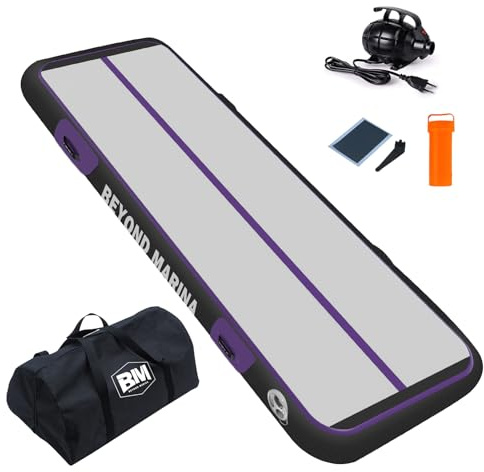 BEYOND MARINA Air Gymnastics Tumble Track 4 inches Thickness Inflatable Tumbling 10ft/13ft/16ft Air Mats for Home Use Training/Cheerleading/Yoga/Water with Electric Pump, 10ftx3.3ft Purple
