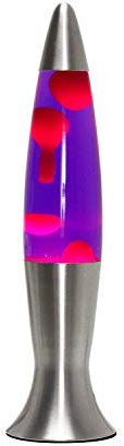 Easylight Lavalampe Aluminium in Silber Lila Rot Wohnzimmer Jugendzimmer 40 cm G9 25 W mit Leuchtmittel stimmungsvoll Retro Tischlampe ANGELINA