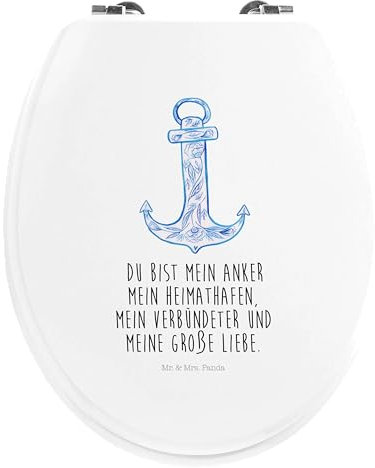 Mr. & Mrs. Panda Motiv WC Sitz Anker Blau - Geschenk, lustige Sprüche, Tiermotive, Tiere, Gute Laune, Klodeckel, Klobrille, Toilettendeckel,